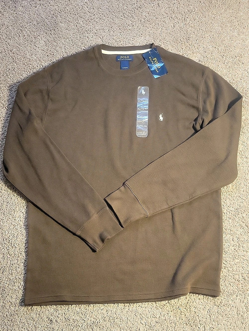 Polo Ralph Lauren Waffle-Knit Crewneck Thermal Brown XL